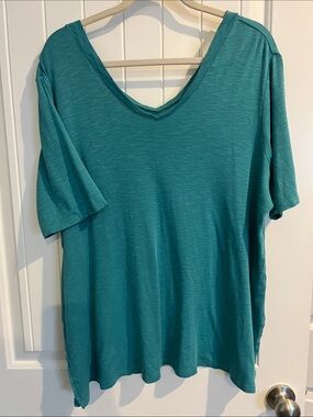 J. Jill Teal V-Neck Short Sleeve Top